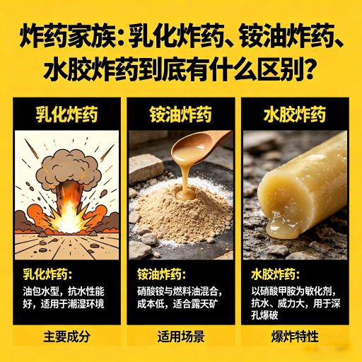 惠阳炸药家族：乳化炸药、铵油炸药、水胶炸药到底有什么区别？
